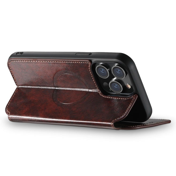 For iPhone 13 Pro Suteni J05 Leather Magnetic Magsafe Phone Case(Brown) - iPhone 13 Pro Cases by Suteni | Online Shopping UK | buy2fix