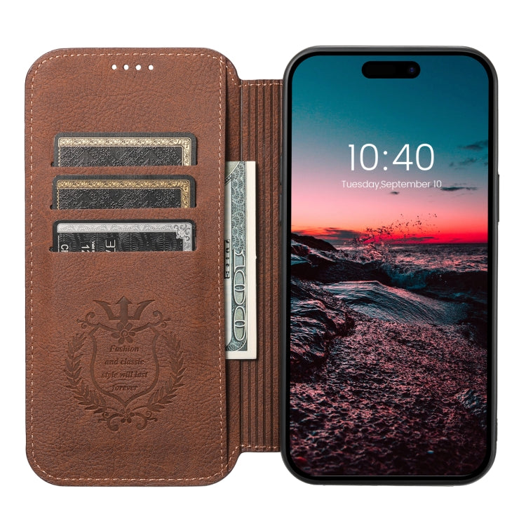 For iPhone 12 Pro Max Suteni J06 Retro Matte Litchi Texture Leather Magnetic Magsafe Phone Case(Brown) - iPhone 12 Pro Max Cases by Suteni | Online Shopping UK | buy2fix