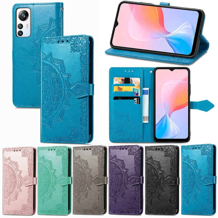 For Blackview A85 Mandala Flower Embossed Leather Phone Case(Green) - More Brand by buy2fix | Online Shopping UK | buy2fix