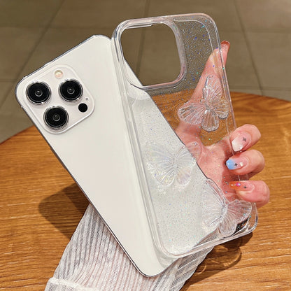 For iPhone 16 Pro Max Clear Crystal Butterflies TPU Phone Case(Transparent) - iPhone 16 Pro Max Cases by buy2fix | Online Shopping UK | buy2fix