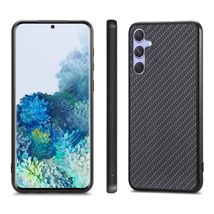 For Samsung Galaxy S25+ 5G Carbon Fiber Texture Leather Back Cover Phone Case(Black) - Galaxy Phone Cases by buy2fix | Online Shopping UK | buy2fix