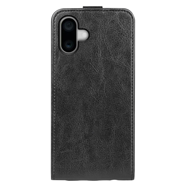 For iPhone 16 R64 Texture Single Vertical Flip Leather Phone Case(Black) - iPhone 16 Cases by buy2fix | Online Shopping UK | buy2fix