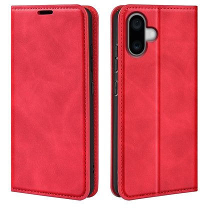 For iPhone 16 Pro Retro-skin  Magnetic Suction Leather Phone Case(Red) - iPhone 16 Pro Cases by buy2fix | Online Shopping UK | buy2fix