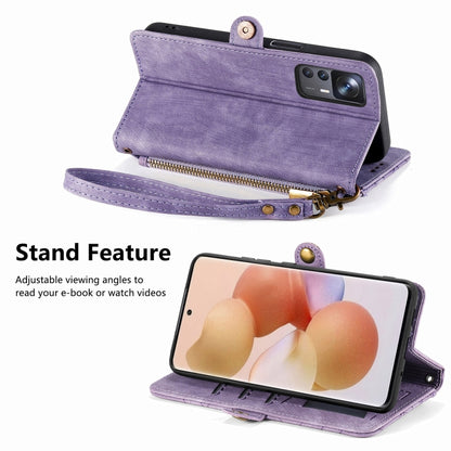 For Xiaomi Poco X3 GT Geometric Zipper Wallet Side Buckle Leather Phone Case(Purple) - Xiaomi Cases by buy2fix | Online Shopping UK | buy2fix