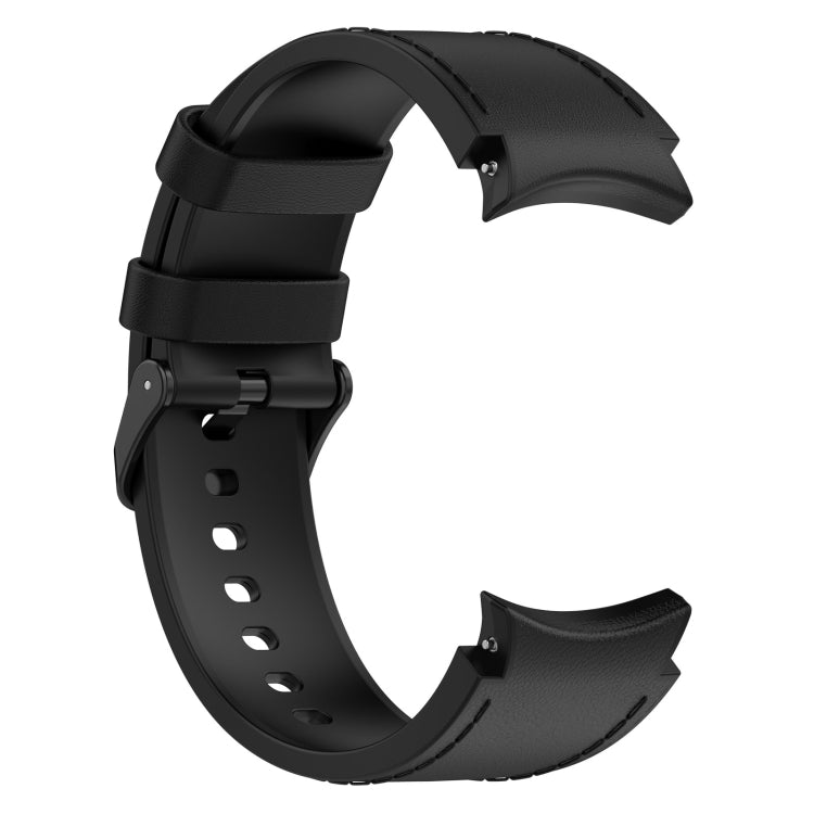 For Samsung Galaxy Watch 6 Classic Silicone Leather Black Buckle Watch Band(Black) - Watch Bands by buy2fix | Online Shopping UK | buy2fix