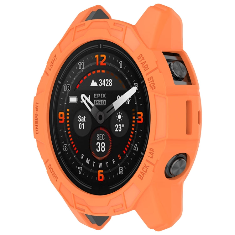 For Garmin Epix Pro / Epix Pro Gen 2 51mm / Fenix 7X / 7X Pro Armored TPU Half Wrapped Watch Protective Case(Orange) - Watch Cases by buy2fix | Online Shopping UK | buy2fix