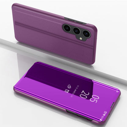 For   Samsung Galaxy S23 FE 5G Plated Mirror Horizontal Flip Leather Phone Case with Holder(Purple) - Galaxy S23 FE 5G Cases by buy2fix | Online Shopping UK | buy2fix