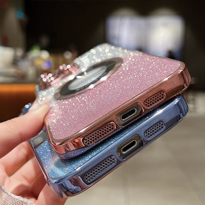 For iPhone 15 MagSafe Gradient Glitter Electroplating TPU Phone Case(Golden) - iPhone 15 Cases by buy2fix | Online Shopping UK | buy2fix