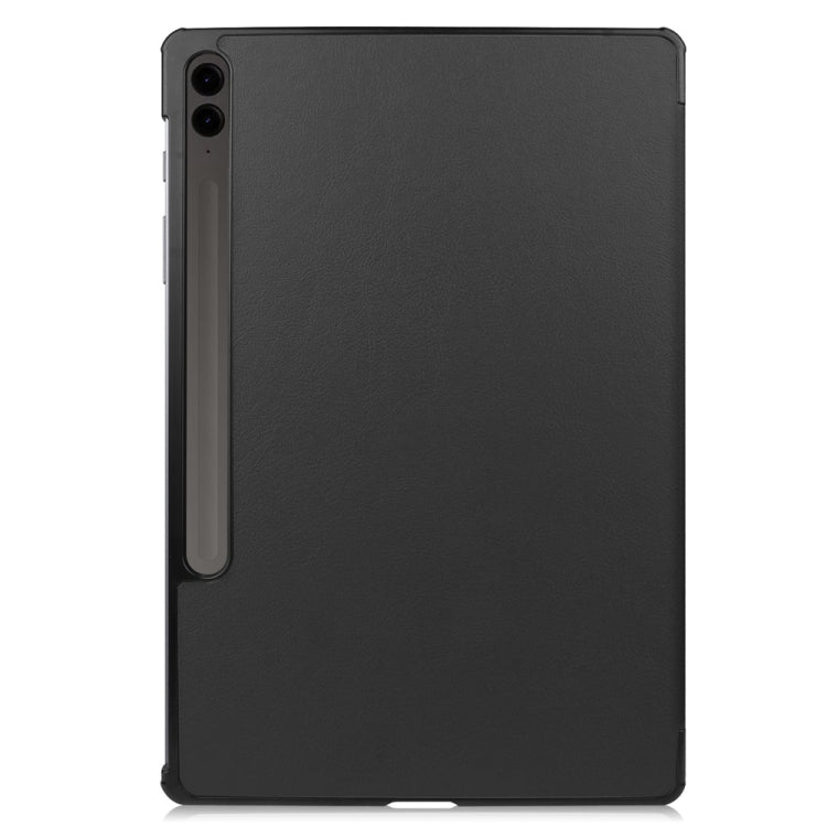 For Samsung Galaxy Tab S9 FE+ 12.4 JUNSUNMAY Custer Solid Color 3-Fold Stand Leather Smart Tablet Case(Black) - Galaxy Tab S9 FE+ by JUNSUNMAY | Online Shopping UK | buy2fix