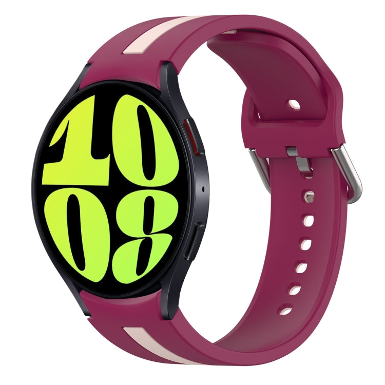 For Samsung Galaxy Watch 6 40mm Two-Color Silicone Watch Band(Wine Red+Pink) - Watch Bands by buy2fix | Online Shopping UK | buy2fix