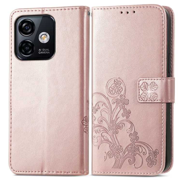 For Ulefone Note 16 Pro Four-leaf Clasp Embossed Buckle Leather Phone Case(Rose Gold) - Ulefone Cases by buy2fix | Online Shopping UK | buy2fix