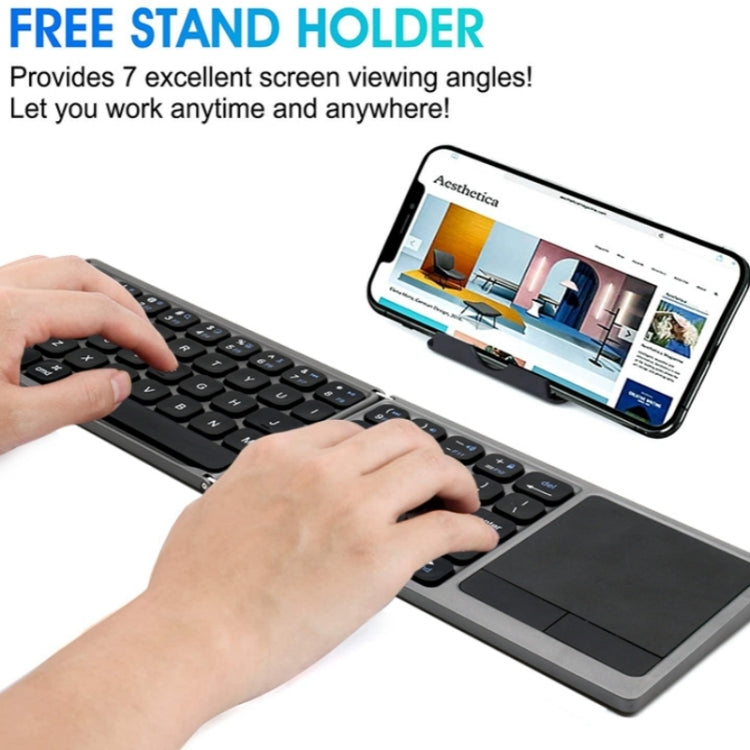 FK328T Cell Phone Tablet Laptop Wireless Bluetooth Keyboard Portable 3-Folded Keyboard - Wireless Keyboard by buy2fix | Online Shopping UK | buy2fix