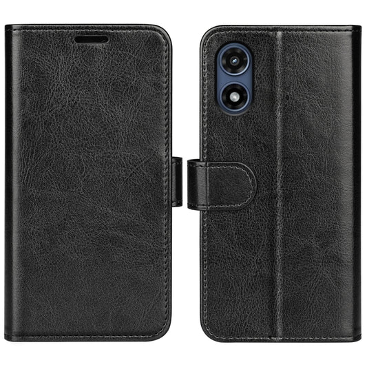 For Motorola Moto G Play 2024 R64 Texture Horizontal Flip Leather Phone Case(Black) - Motorola Cases by buy2fix | Online Shopping UK | buy2fix