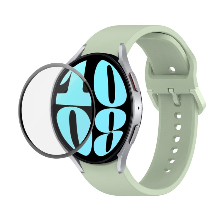 For Samsung Galaxy Watch6 44mm JUNSUNMAY Silicone Adjustable Strap + Full Coverage PMMA Screen Protector Kit(Light Green) - Watch Bands by JUNSUNMAY | Online Shopping UK | buy2fix