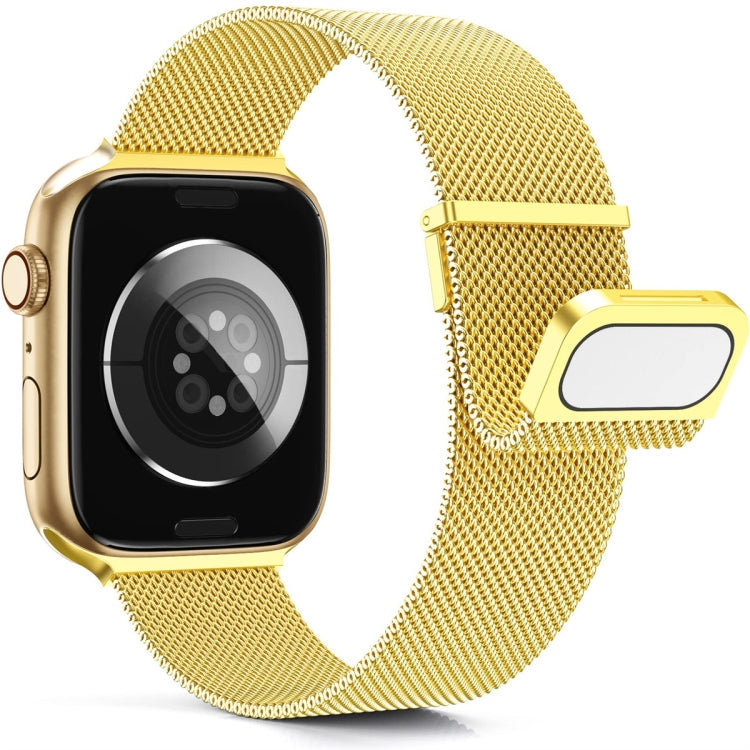 For  Apple Watch 7 45mm Milan Double Magnetic Steel Mesh Watch Band(Gold) - Watch Bands by buy2fix | Online Shopping UK | buy2fix