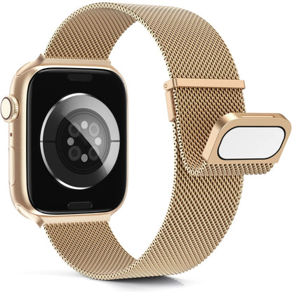 For Apple Watch SE 44mm Milan Double Magnetic Steel Mesh Watch Band(Rose Gold) - Watch Bands by buy2fix | Online Shopping UK | buy2fix