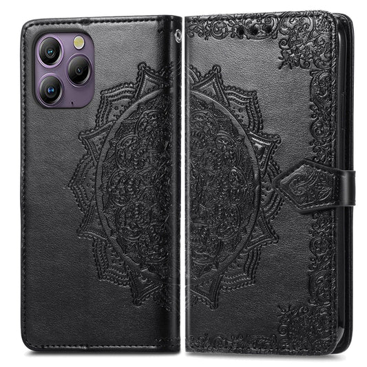 For Blackview A96 Mandala Flower Embossed Leather Phone Case(Black) - More Brand by buy2fix | Online Shopping UK | buy2fix