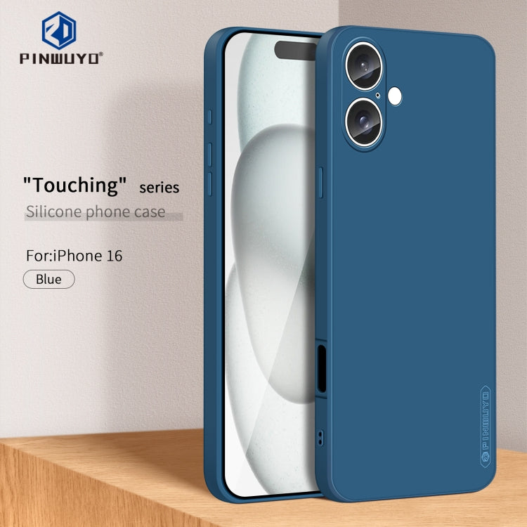 For iPhone 16 PINWUYO Sense Series Liquid Silicone TPU Phone Case(Blue) - iPhone 16 Cases by PINWUYO | Online Shopping UK | buy2fix