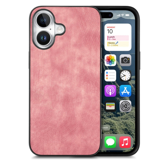 For iPhone 16 Vintage Leather PC Back Cover Phone Case(Pink) - iPhone 16 Cases by buy2fix | Online Shopping UK | buy2fix