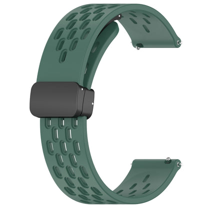 For Amazfit GTS 4 20mm Folding Magnetic Clasp Silicone Watch Band(Dark Green) - Watch Bands by buy2fix | Online Shopping UK | buy2fix