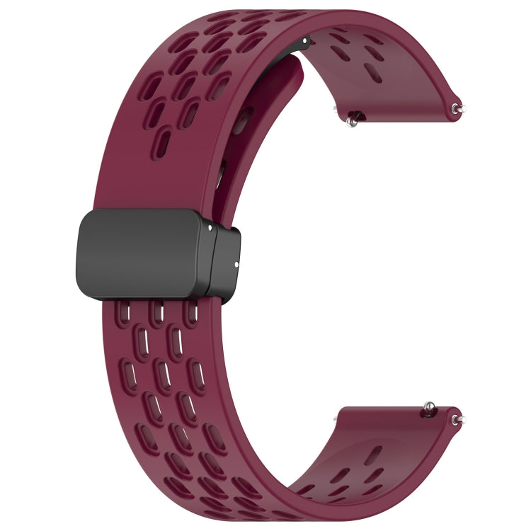 For Amazfit GTS 3 20mm Folding Magnetic Clasp Silicone Watch Band(Burgundy) - Watch Bands by buy2fix | Online Shopping UK | buy2fix