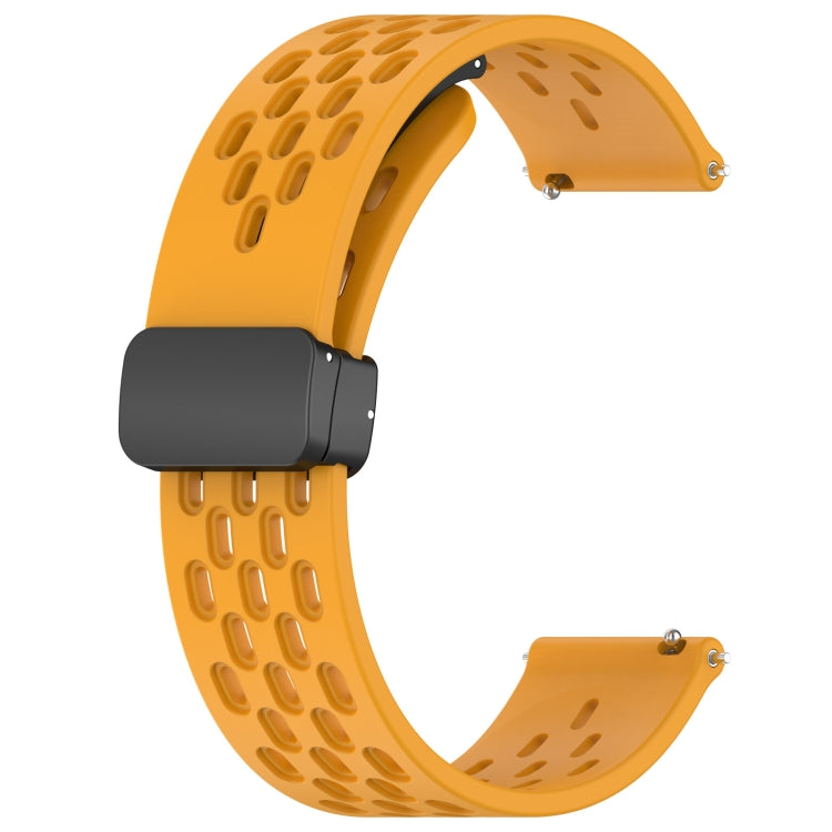 For Amazfit Bip 1S 20mm Folding Magnetic Clasp Silicone Watch Band(Yellow) - Watch Bands by buy2fix | Online Shopping UK | buy2fix
