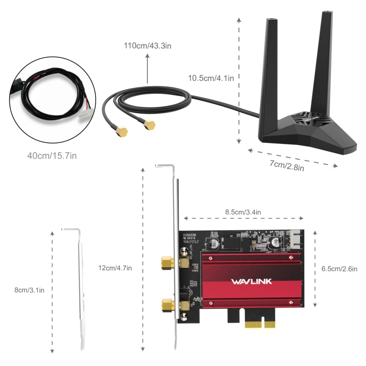 WAVLINK WN675X2-PCIE AX3000 PCIe WiFi Network Card 3000Mbps Tri-band Wireless Adapter - USB Network Adapter by WAVLINK | Online Shopping UK | buy2fix