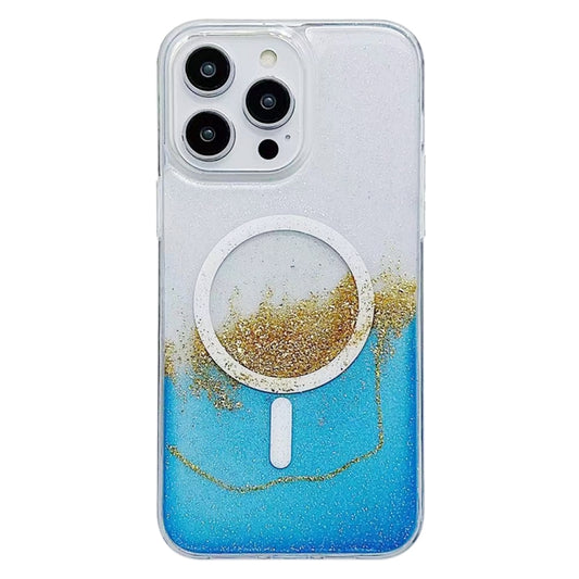 For iPhone 12 Pro Max MagSafe Gilding Hybrid Clear TPU Phone Case(Blue) - iPhone 12 Pro Max Cases by buy2fix | Online Shopping UK | buy2fix