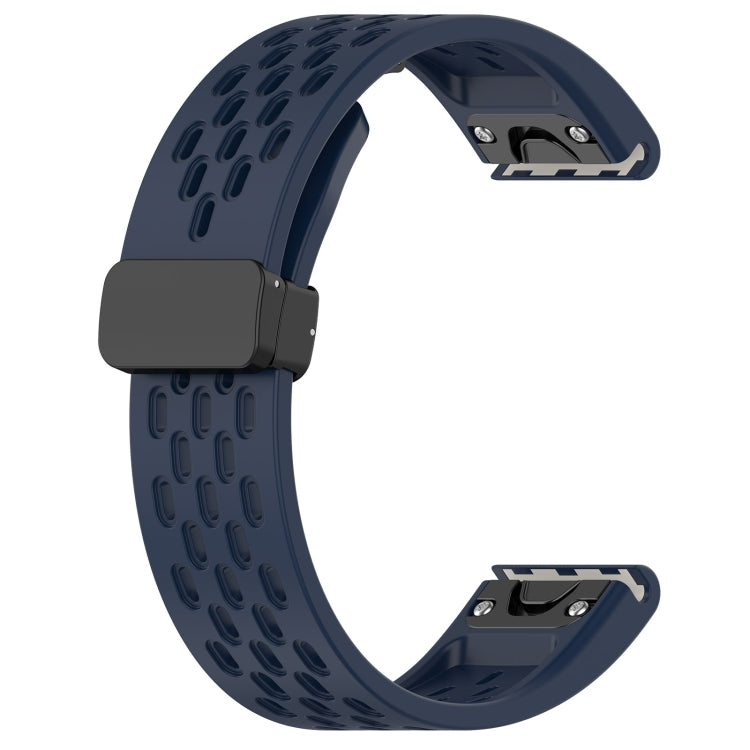 For Garmin Fenix 7S Solar 20mm Folding Buckle Hole Silicone Watch Band(Midnight Blue) - Watch Bands by buy2fix | Online Shopping UK | buy2fix