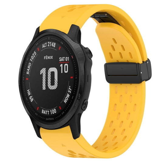 For Garmin Fenix 6S 20mm Folding Buckle Hole Silicone Watch Band(Yellow) - Watch Bands by buy2fix | Online Shopping UK | buy2fix