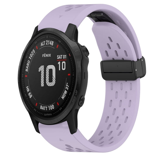 For Garmin Fenix 6S 20mm Folding Buckle Hole Silicone Watch Band(Purple) - Watch Bands by buy2fix | Online Shopping UK | buy2fix