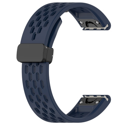 For Garmin Instinct 2x Quick Release Holes Magnetic Buckle Silicone Watch Band(Dark Blue) - Watch Bands by buy2fix | Online Shopping UK | buy2fix