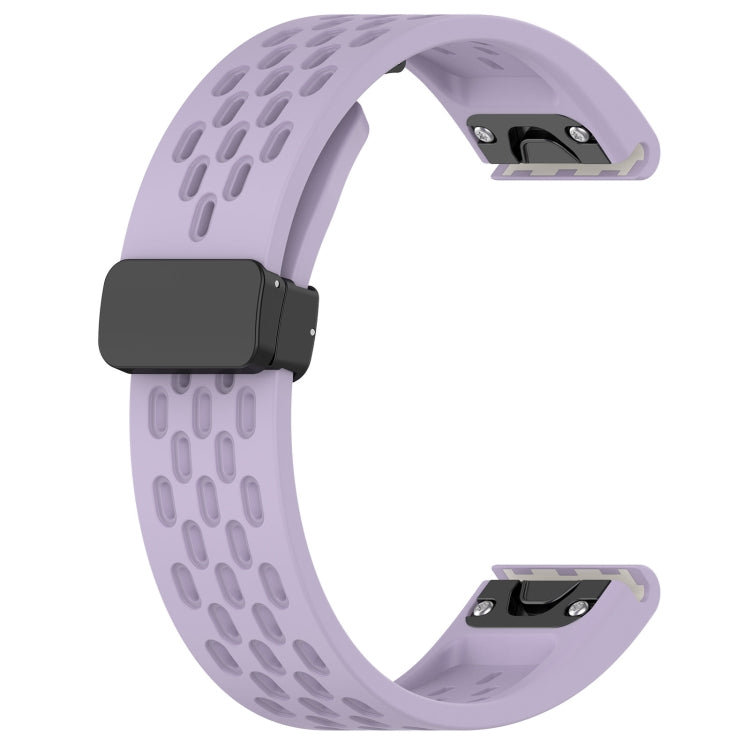 For Garmin Fenix 3 / 3 HR / 3 Sapphire Quick Release Holes Magnetic Buckle Silicone Watch Band(Purple) - Watch Bands by buy2fix | Online Shopping UK | buy2fix