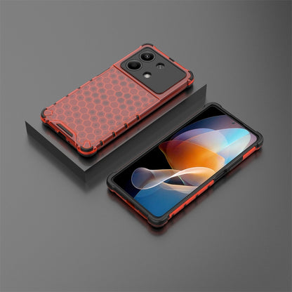 For Redmi Note 13R Pro Shockproof Honeycomb Phone Case(Red) - Xiaomi Cases by buy2fix | Online Shopping UK | buy2fix