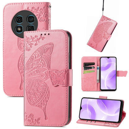 For Ulefone Note 15 Butterfly Love Flower Embossed Leather Phone Case(Pink) - Ulefone Cases by buy2fix | Online Shopping UK | buy2fix