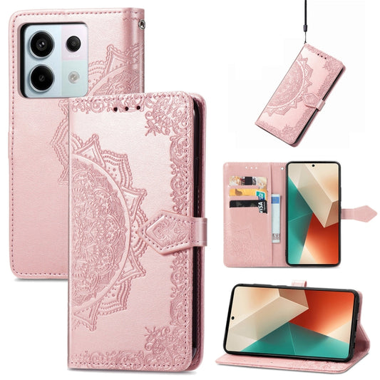 For Xiaomi Redmi Note 13 Pro Mandala Flower Embossed Leather Phone Case(Rose Gold) - Note 13 Pro Cases by buy2fix | Online Shopping UK | buy2fix