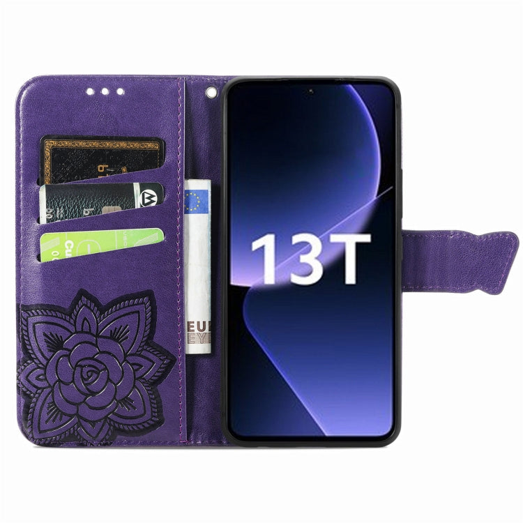 For Xiaomi Redmi K60 Ultra Butterfly Love Flower Embossed Leather Phone Case(Dark Purple) - Redmi K60 Ultra Cases by buy2fix | Online Shopping UK | buy2fix