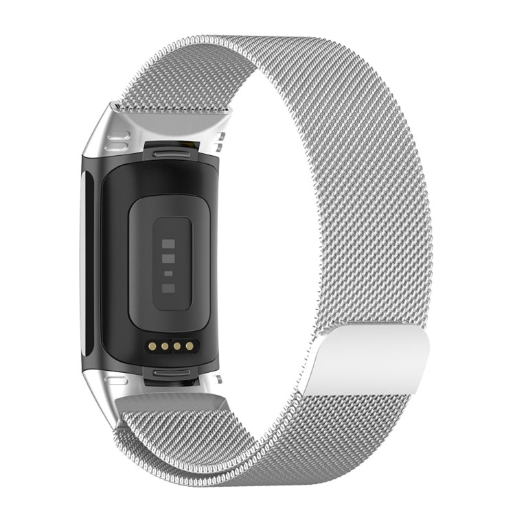 For Fitbit Charge 6 Milan Magnetic Metal Steel Mesh Watch Band(Silver) - Watch Bands by buy2fix | Online Shopping UK | buy2fix