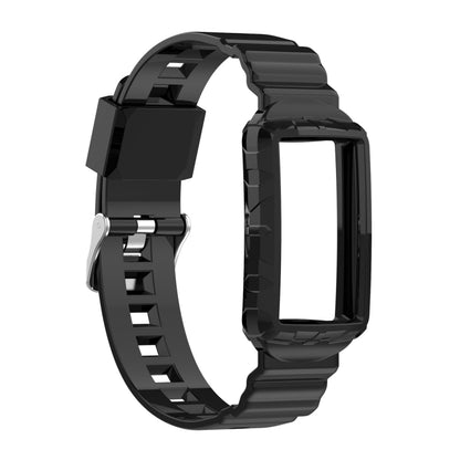 For Fitbit Charge 6 / 5 / 4 / 3 Armor Integrated TPU Watch Band(Black) - Watch Bands by buy2fix | Online Shopping UK | buy2fix
