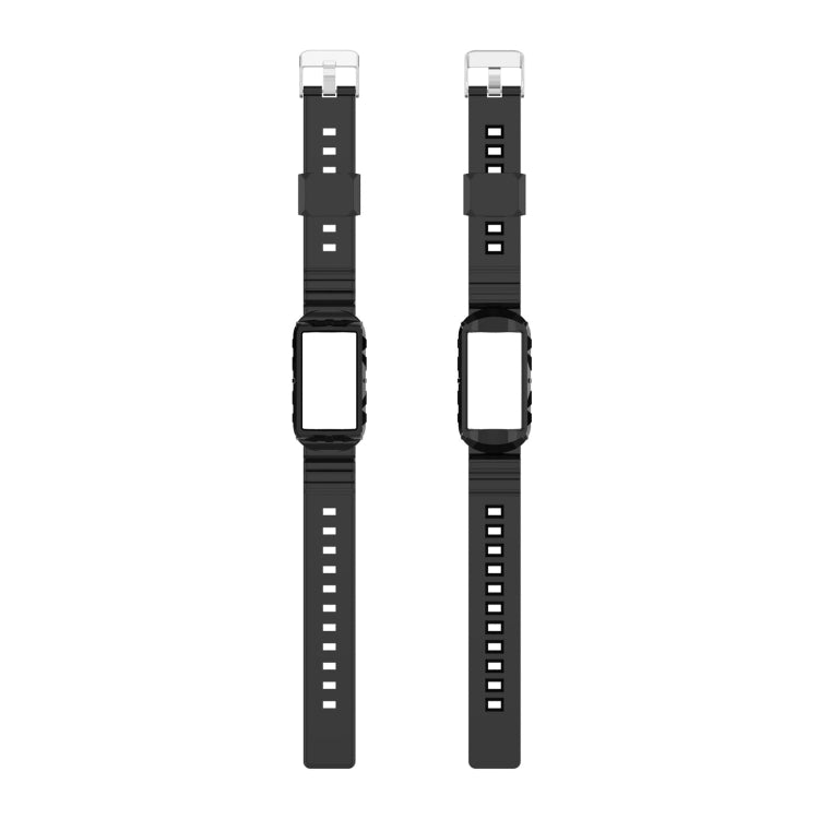 For Fitbit Charge 6 / 5 / 4 / 3 Armor Integrated TPU Watch Band(Black) - Watch Bands by buy2fix | Online Shopping UK | buy2fix