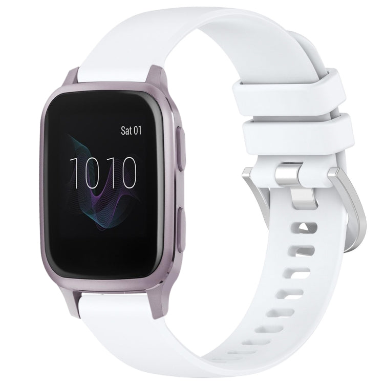 For Garmin Venu / Venu SQ Liquid Glossy Silver Buckle Silicone Watch Band(White) - Watch Bands by buy2fix | Online Shopping UK | buy2fix