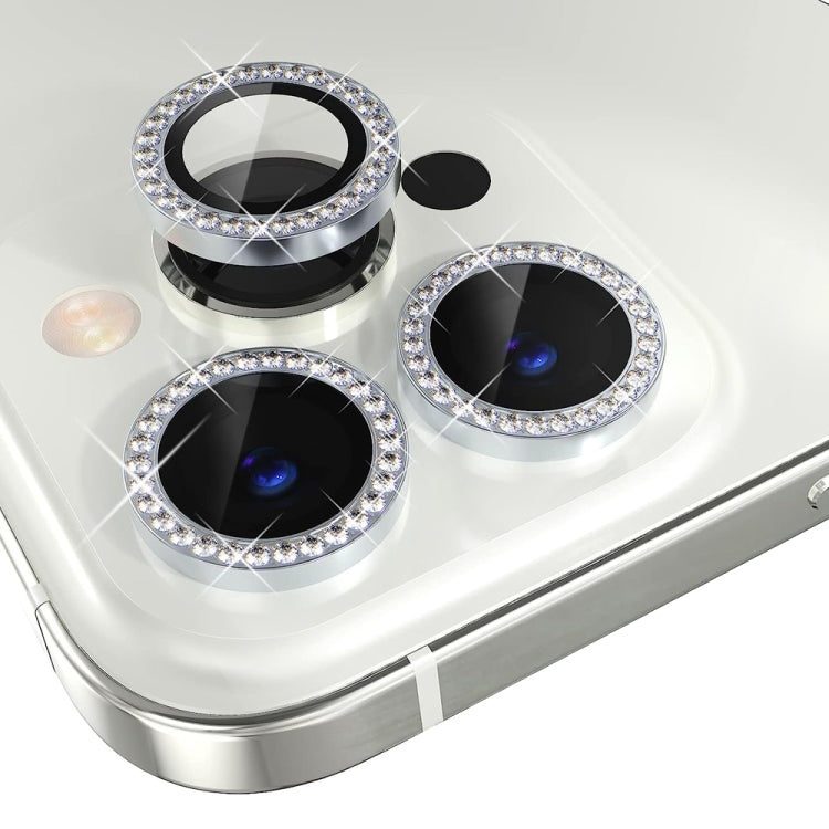 For iPhone 15 Pro / 15 Pro Max NORTHJO Camera Lens Protector Tempered Glass Metal Rhinestone Ring Film(Silver) - iPhone 15 Pro Tempered Glass by NORTHJO | Online Shopping UK | buy2fix