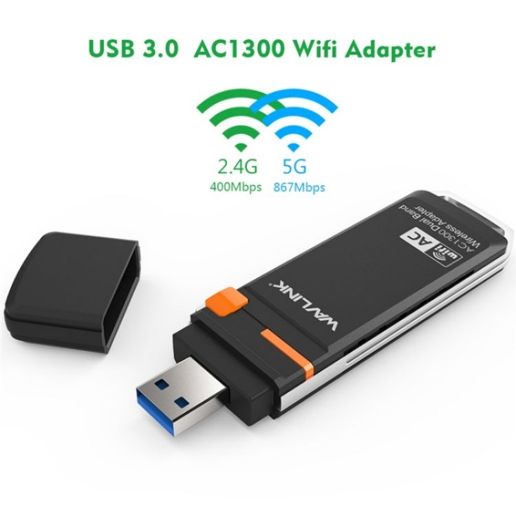 WAVLINK WN688A3D Dual Band Wireless Network Adapter AC1300 Portable USB 3.0 WiFi Dongle - USB Network Adapter by WAVLINK | Online Shopping UK | buy2fix