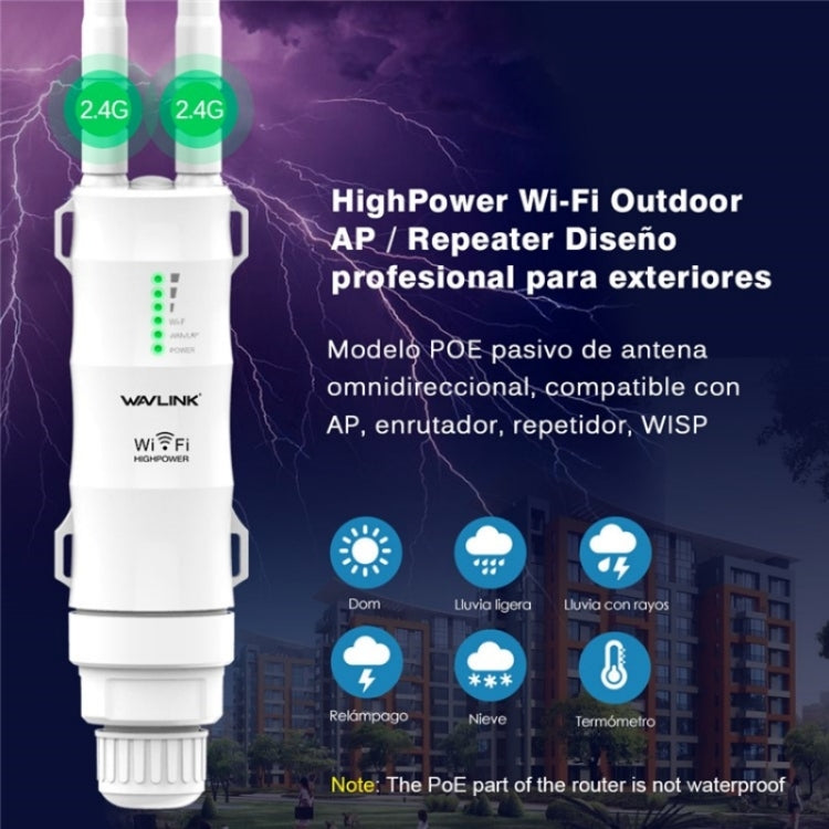 WAVLINK WN570HN2 With PoE Powered WAN/ AP / Repeater Mode 300Mbps Outdoor Router, Plug:UK Plug - Wireless Routers by WAVLINK | Online Shopping UK | buy2fix