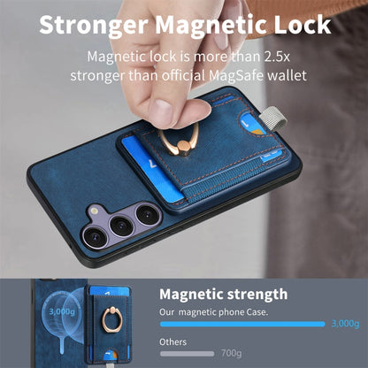 For Samsung Galaxy S25 Ultra 5G Retro Splitable Magnetic Card Bag Leather Phone Case(Blue) - Galaxy Phone Cases by buy2fix | Online Shopping UK | buy2fix