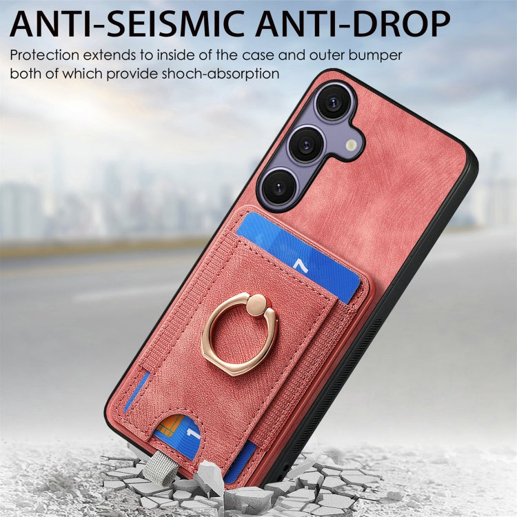 For Samsung Galaxy S25 Ultra 5G Retro Splitable Magnetic Card Bag Leather Phone Case(Pink) - Galaxy Phone Cases by buy2fix | Online Shopping UK | buy2fix