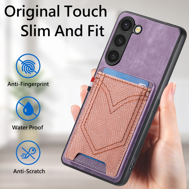 For Samsung Galaxy S25 5G Denim Texture Leather Skin Phone Case with Card Slot(Purple) - Galaxy S25 5G Cases by buy2fix | Online Shopping UK | buy2fix