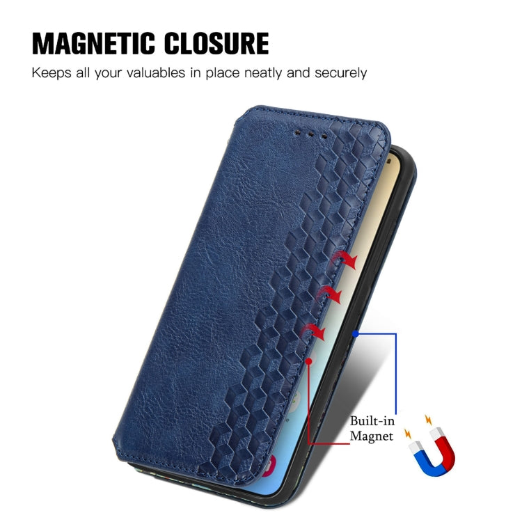 For Samsung Galaxy S24+ 5G Cubic Grid Pressed Magnetic Leather Phone Case(Blue) - Galaxy S24+ 5G Cases by buy2fix | Online Shopping UK | buy2fix