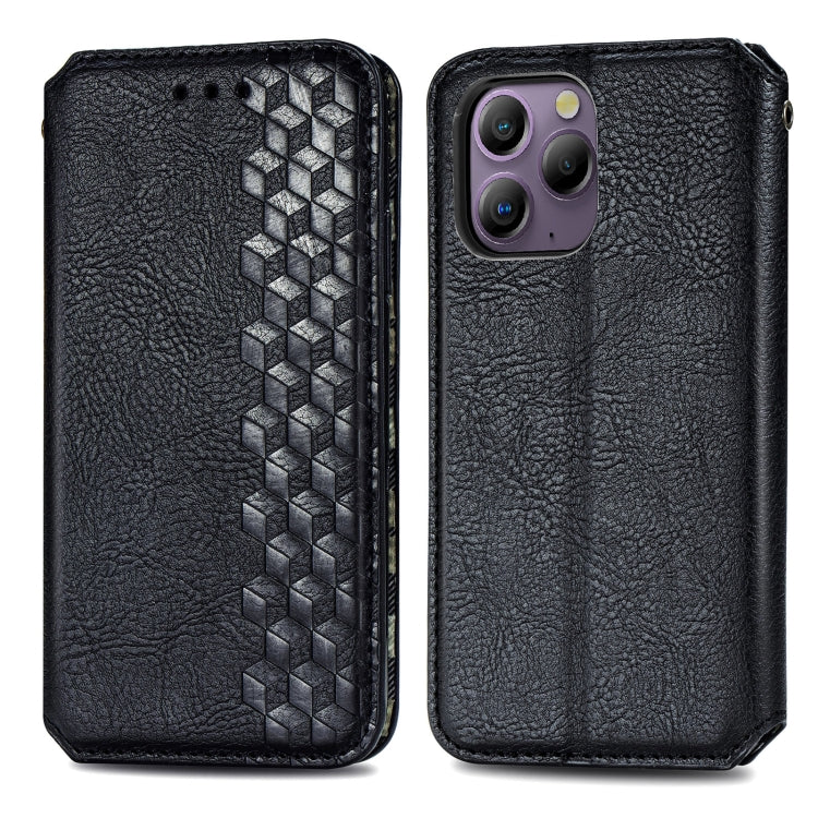 For Blackview A96 Cubic Grid Pressed Magnetic Leather Phone Case(Black) - More Brand by buy2fix | Online Shopping UK | buy2fix