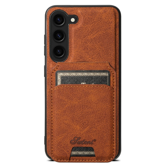 For Samsung Galaxy S24 5G Suteni H16 Litchi Texture Leather Detachable Wallet Back Phone Case(Khaki) - Galaxy S24 5G Cases by Suteni | Online Shopping UK | buy2fix